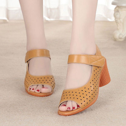 Cut-Out Block Heel Sandals mySite