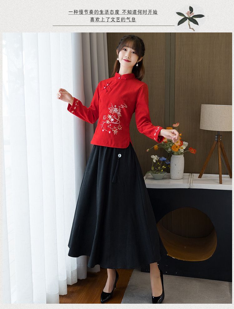 Flower Embroidered Hanfu Blouse SpreePicky