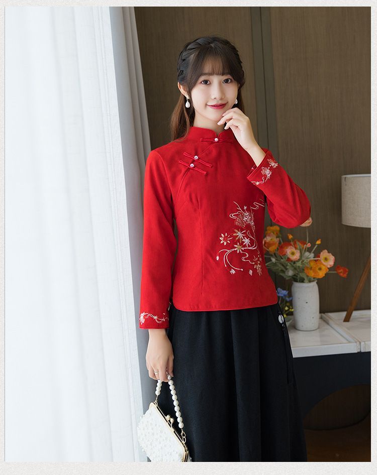 Flower Embroidered Hanfu Blouse SpreePicky