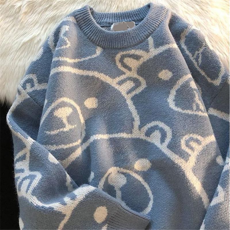 Bear Print Knit Sweatshirt SpreePicky