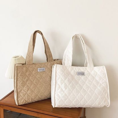 Quilted Corduroy Tote Bag SpreePicky