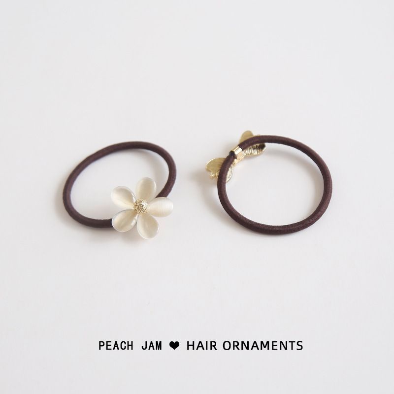 Bow / Flower Faux Cat Eye Stone Hair Tie mySite