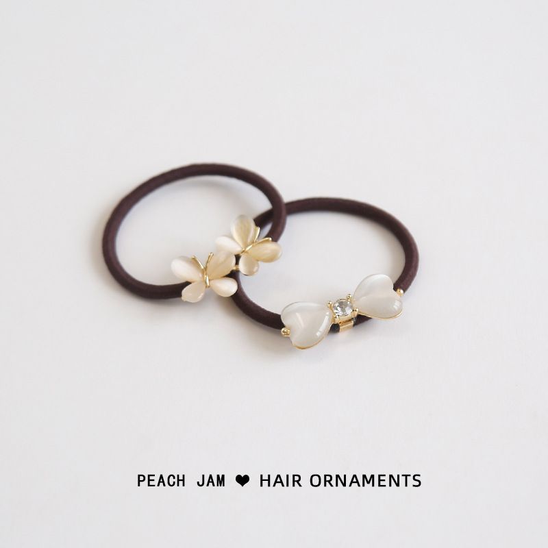 Bow / Flower Faux Cat Eye Stone Hair Tie mySite