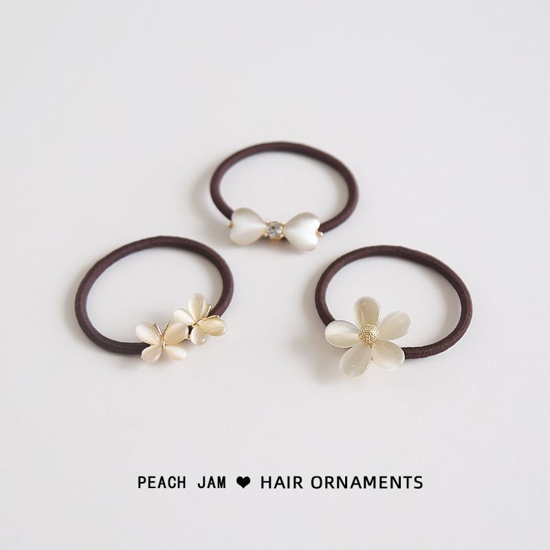 Bow / Flower Faux Cat Eye Stone Hair Tie mySite