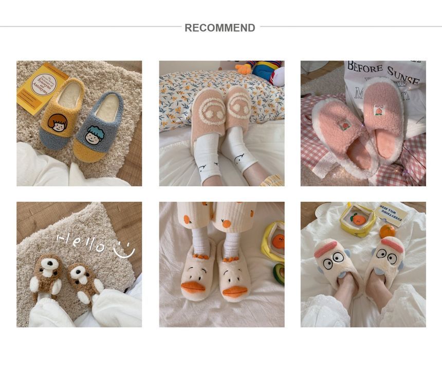 Fluffy Cartoon Home Slippers SpreePicky