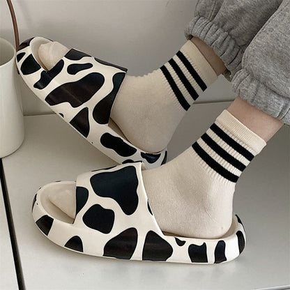 Cow Print Bathroom Slippers SpreePicky