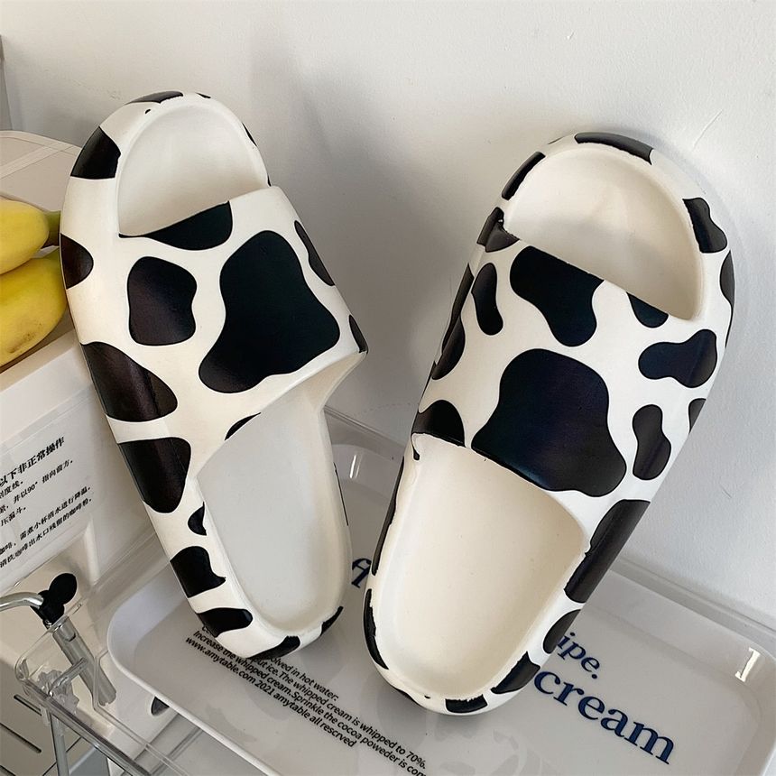 Cow Print Bathroom Slippers SpreePicky