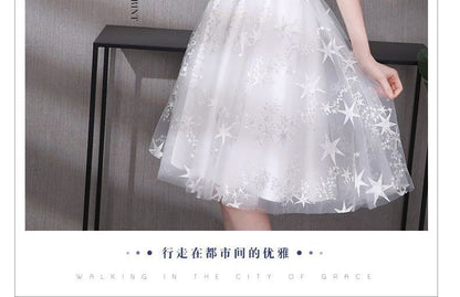 Elbow-Sleeve Lace A-Line Evening Dress SpreePicky