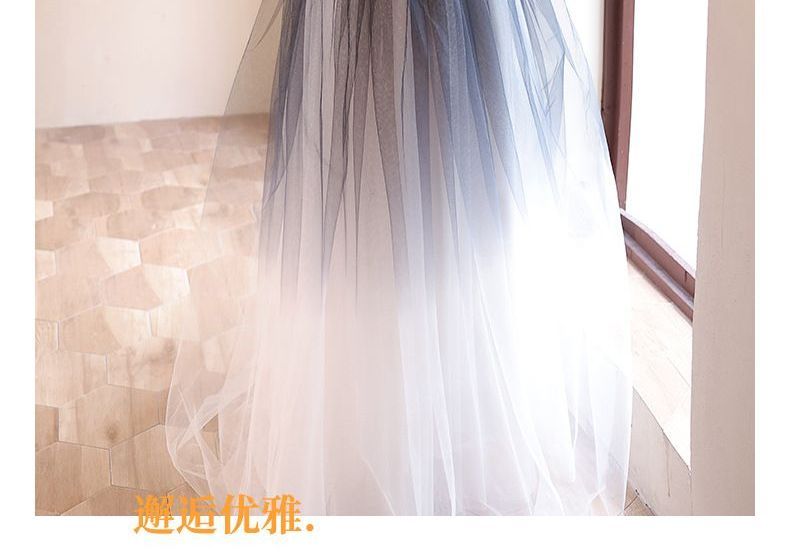 Puff-Sleeve Ombre Mesh A-Line Evening Gown SpreePicky