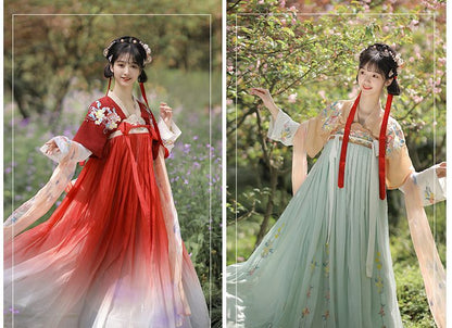 Chinese Hanfu Set Of 3: Embroidered Short SpreePicky