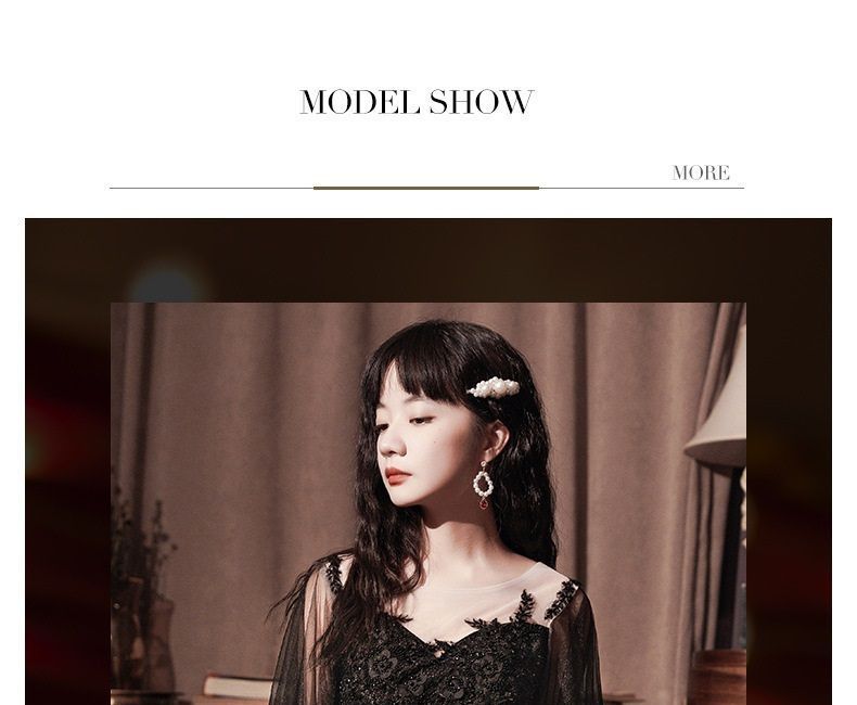 / Gown Evening A-Line Sheer Dress Short-Sleeve FashionChic