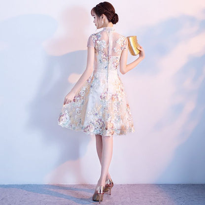 Floral Embroidered Qipao Cocktail Dress SpreePicky