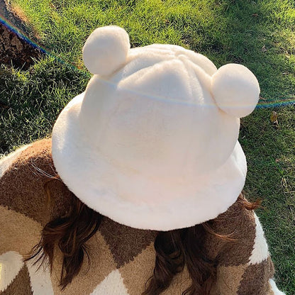 Bear Ear Chenille Bucket Hat SpreePicky