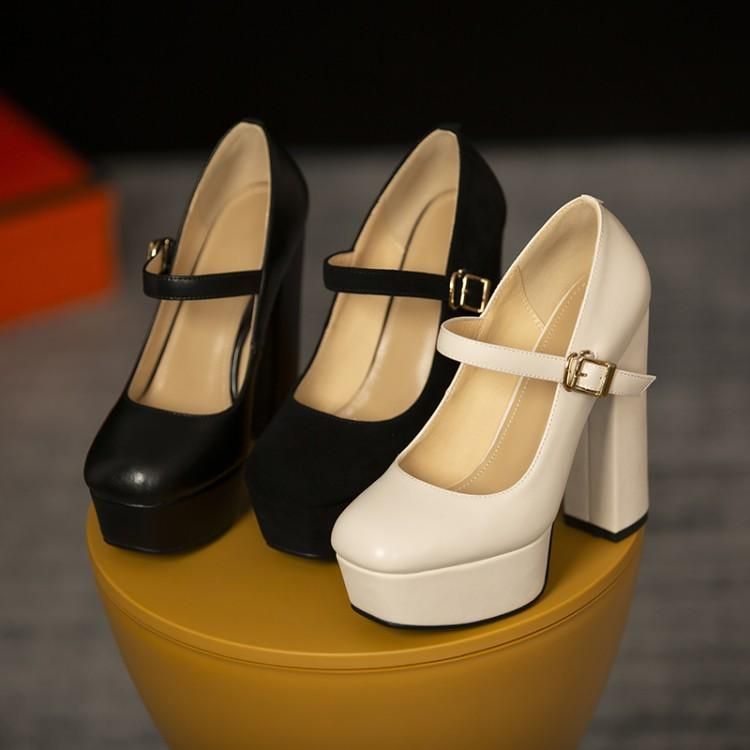 Chunky-Heel Platform Mary Jane Shoes SpreePicky