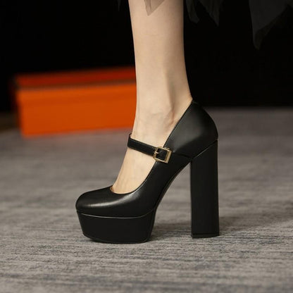 Chunky-Heel Platform Mary Jane Shoes SpreePicky