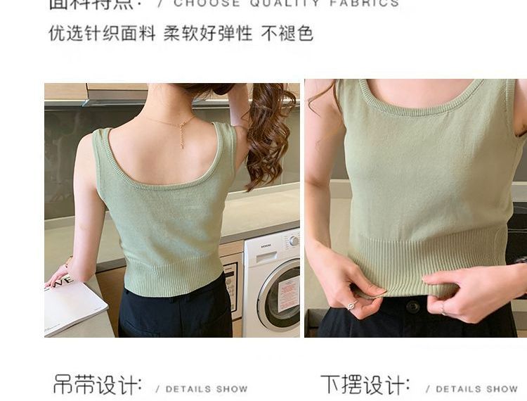 Plain Knit Crop Tank Top SpreePicky