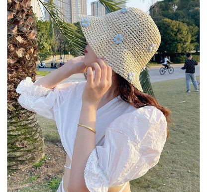 Floral Woven Sun Hat SpreePicky