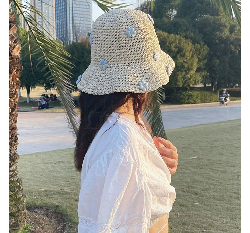 Floral Woven Sun Hat SpreePicky