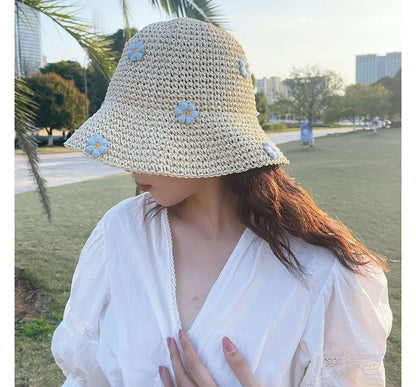 Floral Woven Sun Hat SpreePicky