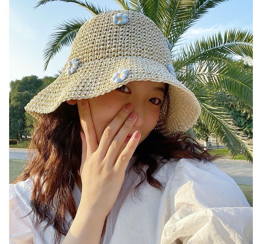 Floral Woven Sun Hat SpreePicky