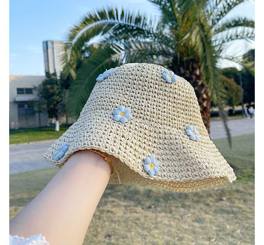 Floral Woven Sun Hat SpreePicky