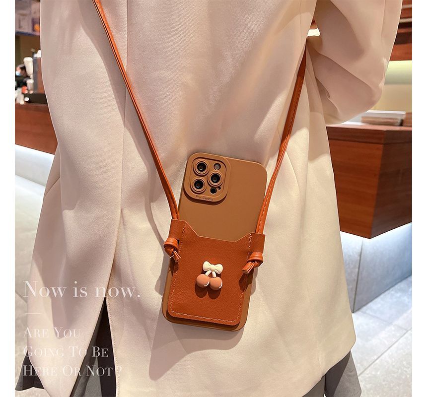 Bow Card Holder Crossbody Strap Phone Case SpreePicky