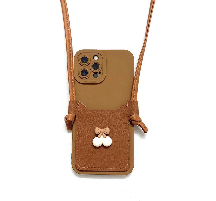 Bow Card Holder Crossbody Strap Phone Case SpreePicky