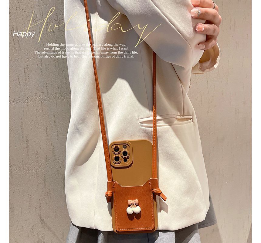 Bow Card Holder Crossbody Strap Phone Case SpreePicky