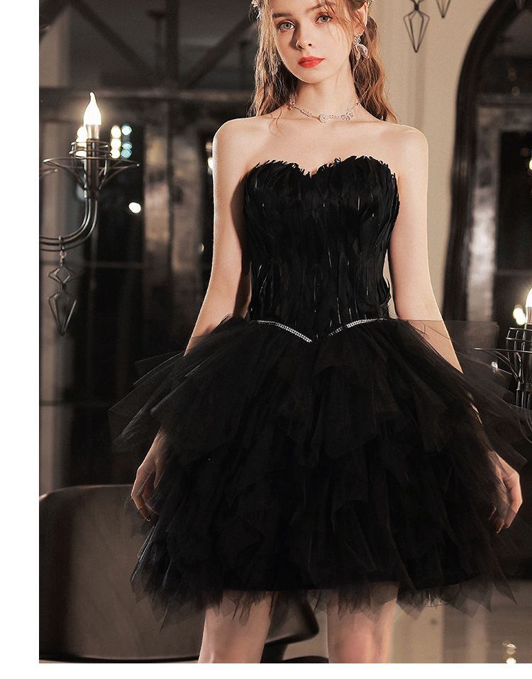 Strapless A-Line Mini Evening Dress FashionChic