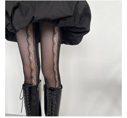 Lace Trim Sheer Tights SpreePicky