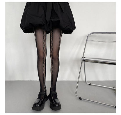 Lace Trim Sheer Tights SpreePicky