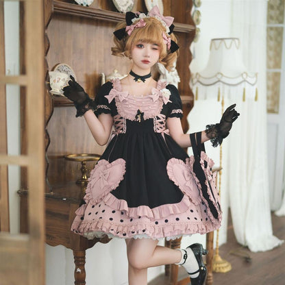 Lolita Ruffle Trim Mini A-Line Dress / Bow Headband / Handbag / Set mySite