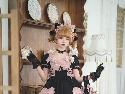 Lolita Ruffle Trim Mini A-Line Dress / Bow Headband / Handbag / Set mySite