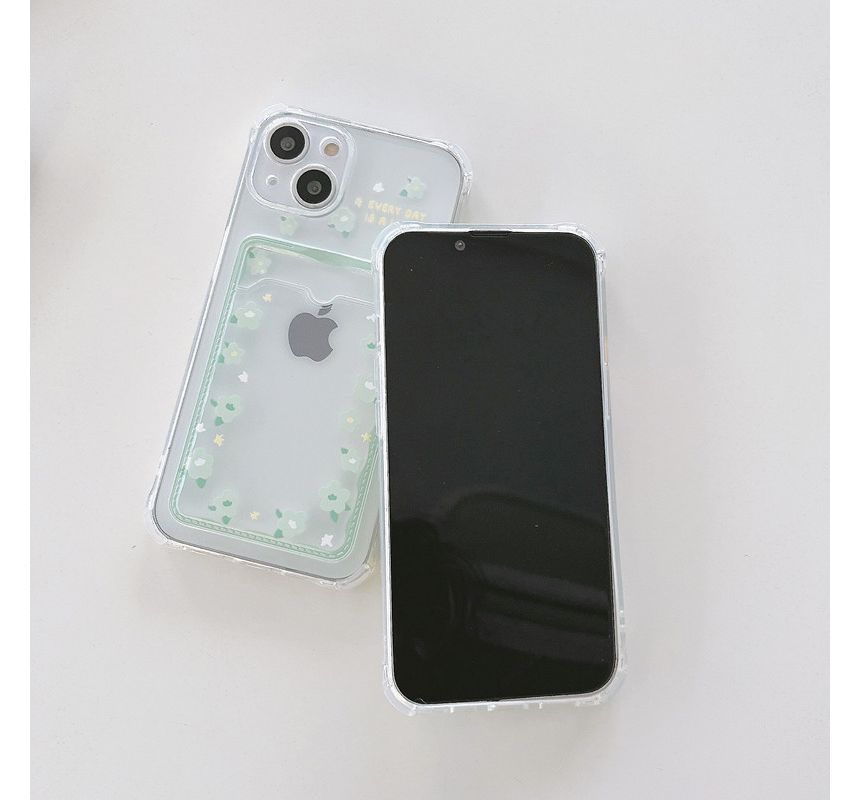 / Card Transparent Print Phone Flower Case Heart Holder FashionChic