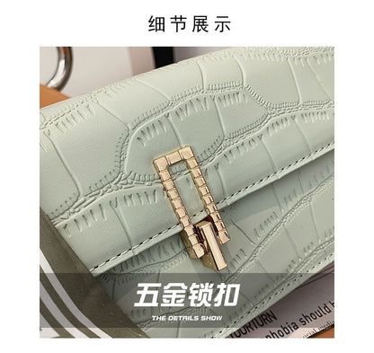 Croc Grain Faux Leather Shoulder Bag mySite