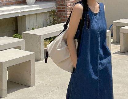 Sleeveless Denim Midi Dress mySite