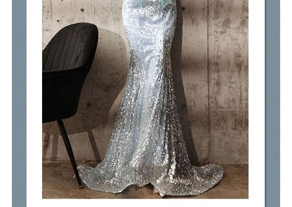 Strapless Sequin Mermaid Evening Gown SpreePicky