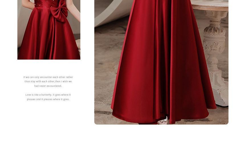 Puff-Sleeve Embellished Bow A-Line Prom Dress SpreePicky