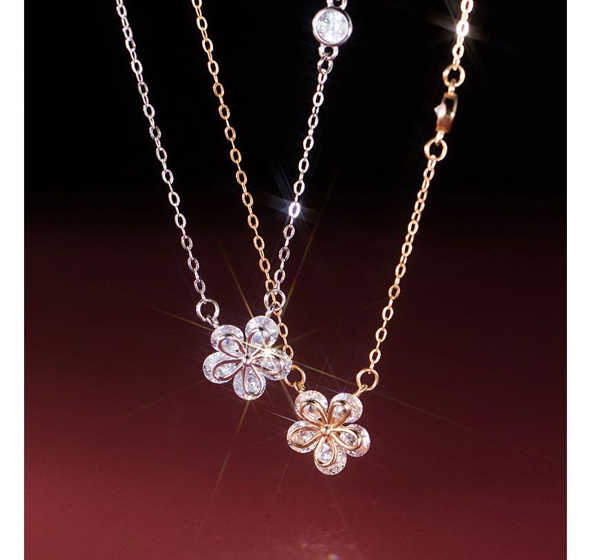 925 Sterling Silver Flower Necklace SpreePicky