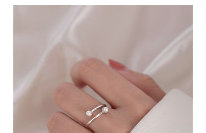 Faux Pearl Sterling Silver Open Ring SpreePicky