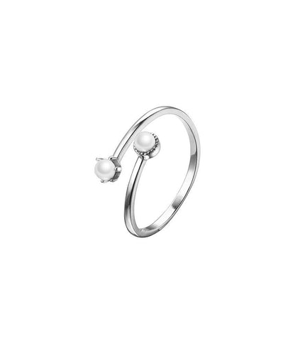 Faux Pearl Sterling Silver Open Ring SpreePicky