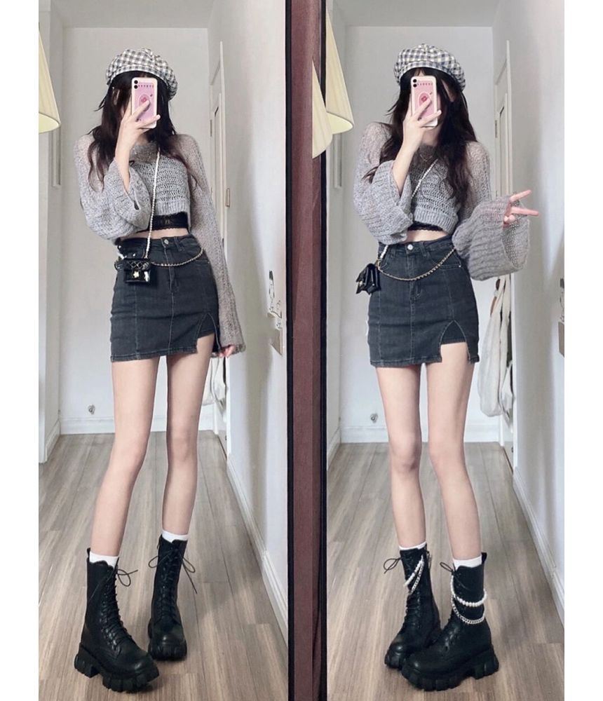 Denim Mini Skort SpreePicky