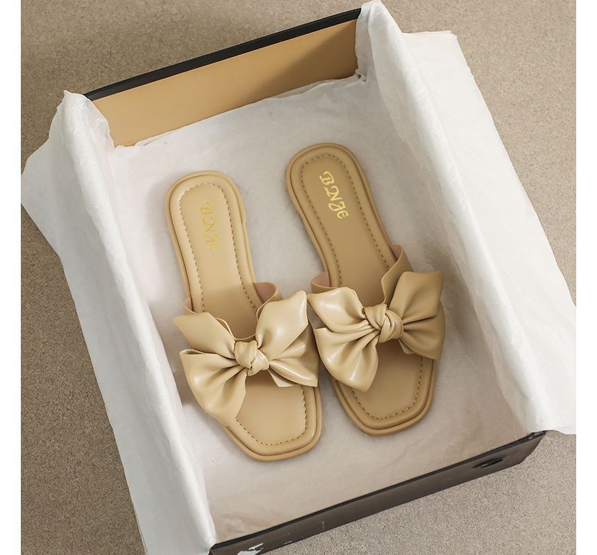 Bow Flat Slide Sandals SpreePicky