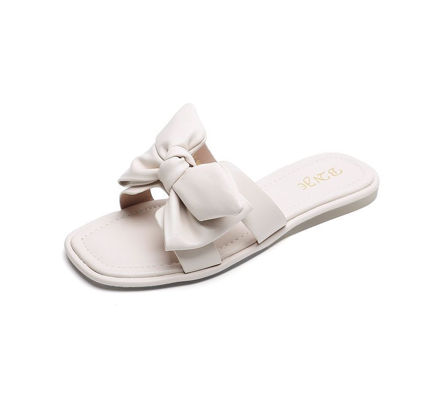 Bow Flat Slide Sandals SpreePicky