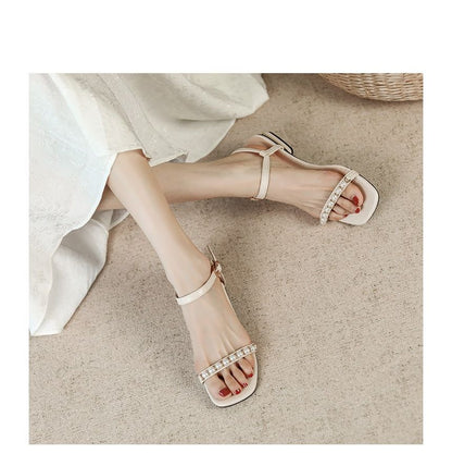 Beaded Low-Heel Sandals SpreePicky