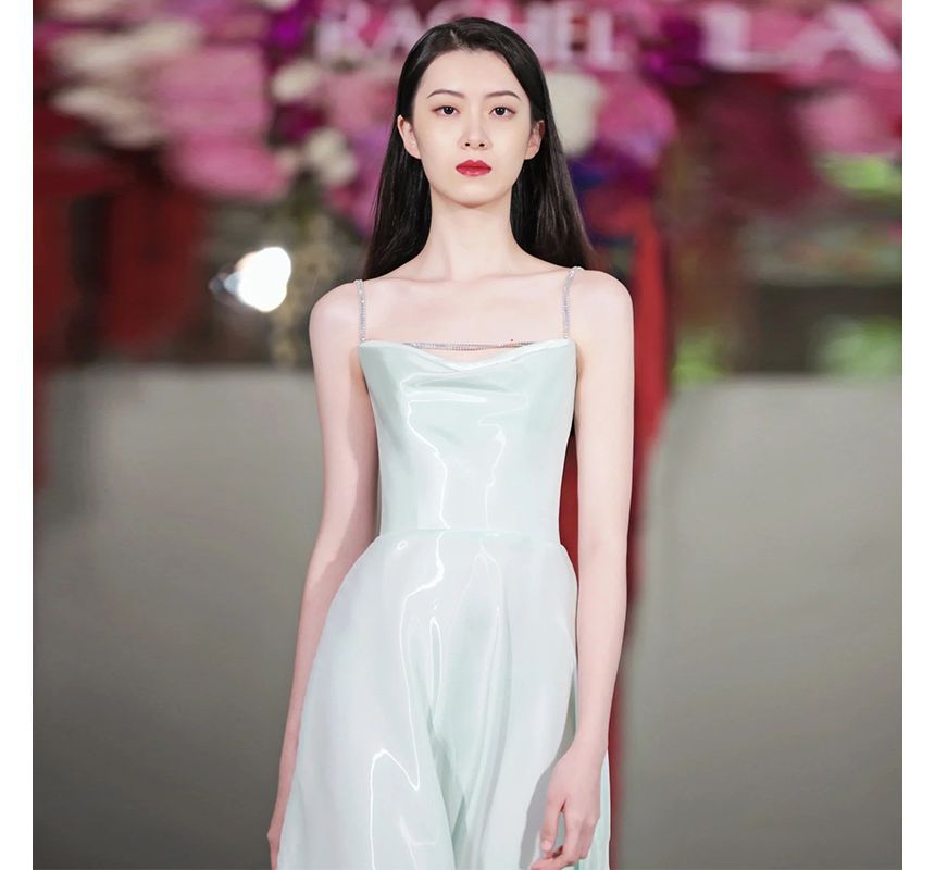 Strap Wedding Spaghetti A-Line Plain Gown FashionChic