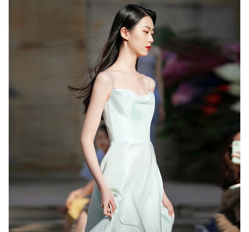 Strap Wedding Spaghetti A-Line Plain Gown FashionChic