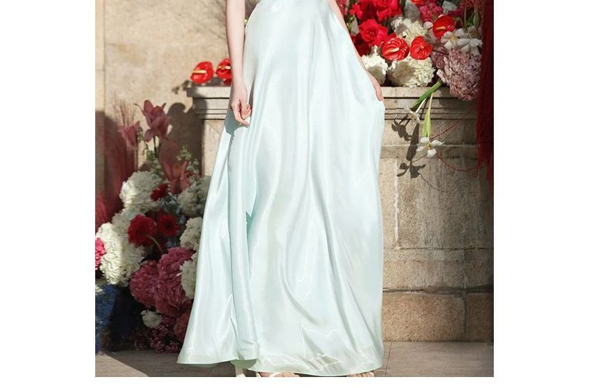 Strap Wedding Spaghetti A-Line Plain Gown FashionChic