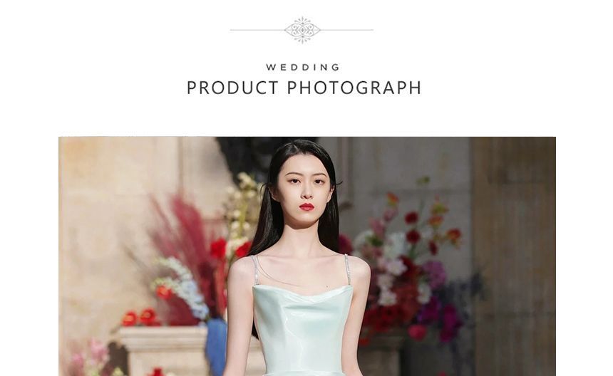 Strap Wedding Spaghetti A-Line Plain Gown FashionChic