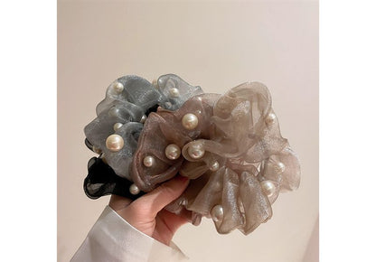 Faux Pearl Organza Scrunchie SpreePicky